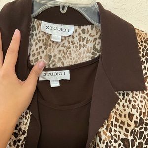 Brown Dress with Tan Print Jacket